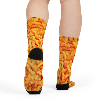 Cheetos socks from back